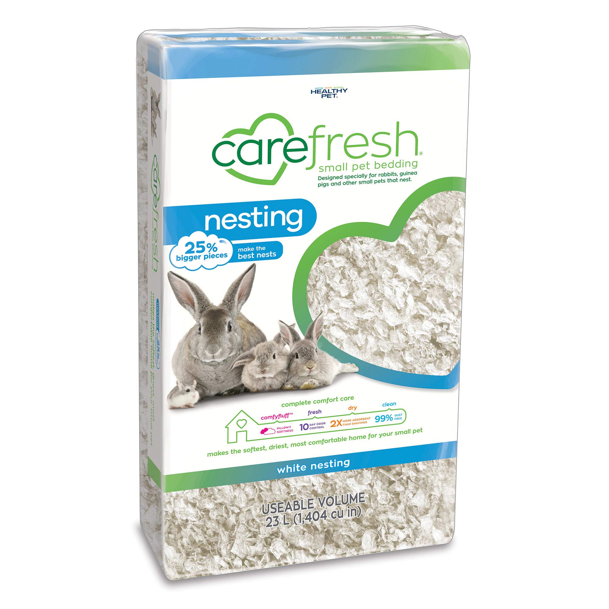 Carefresh 99% Dust-Free White Natural Paper Nesting Small Pet Bedding with Odor Control, 23 L
