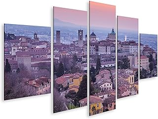 Quadro su tela Bergamo Città Storica Lombardia Italia Vista aerea di torri e cupole del centro storico Stampa Foto Quadri Moderni