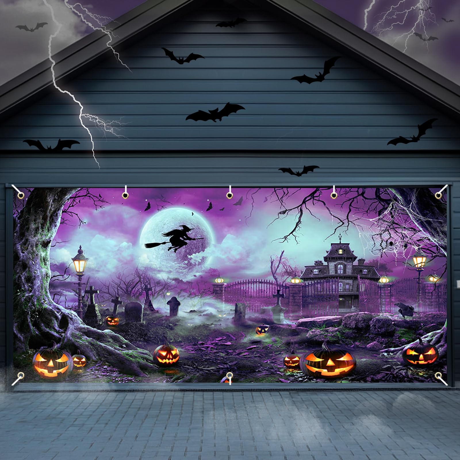 Amazon.com: Avezano 6x13 ft Halloween Garage Door Banner Halloween