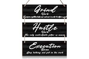 Yookeer Grind Hustle Execution Success Quote Wooden Wall Art