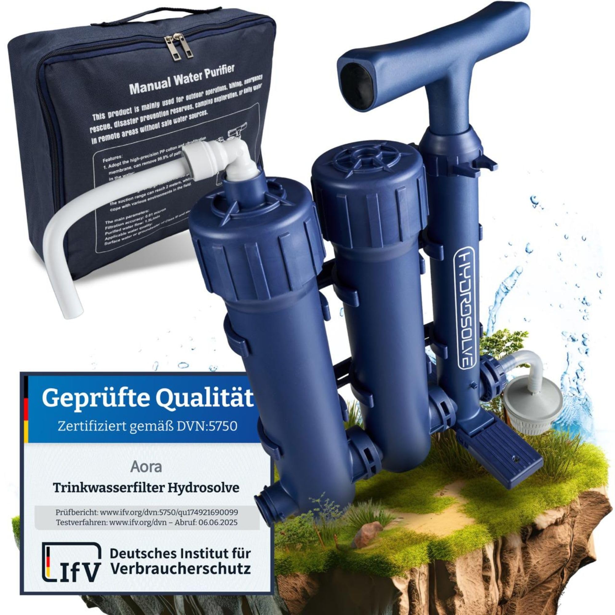 Aora Hydrosolve Filtr do Wody Outdoorowej - Pompa i Technologia Ultrafiltracji - Survival, Kemping, Wyposażenie Awaryjne - Uzdatnianie Wody Pitnej na Zewnątrz