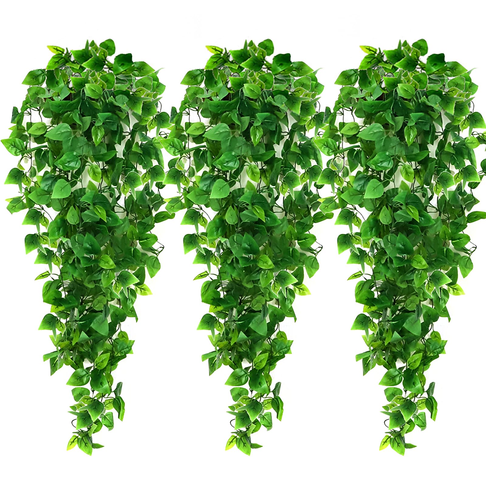 Ageomet 3pcs Artificial Hanging Plants, 3.6ft Fake Ivy Vine for Wall House Room Indoor Outdoor Decoration (No Baskets)