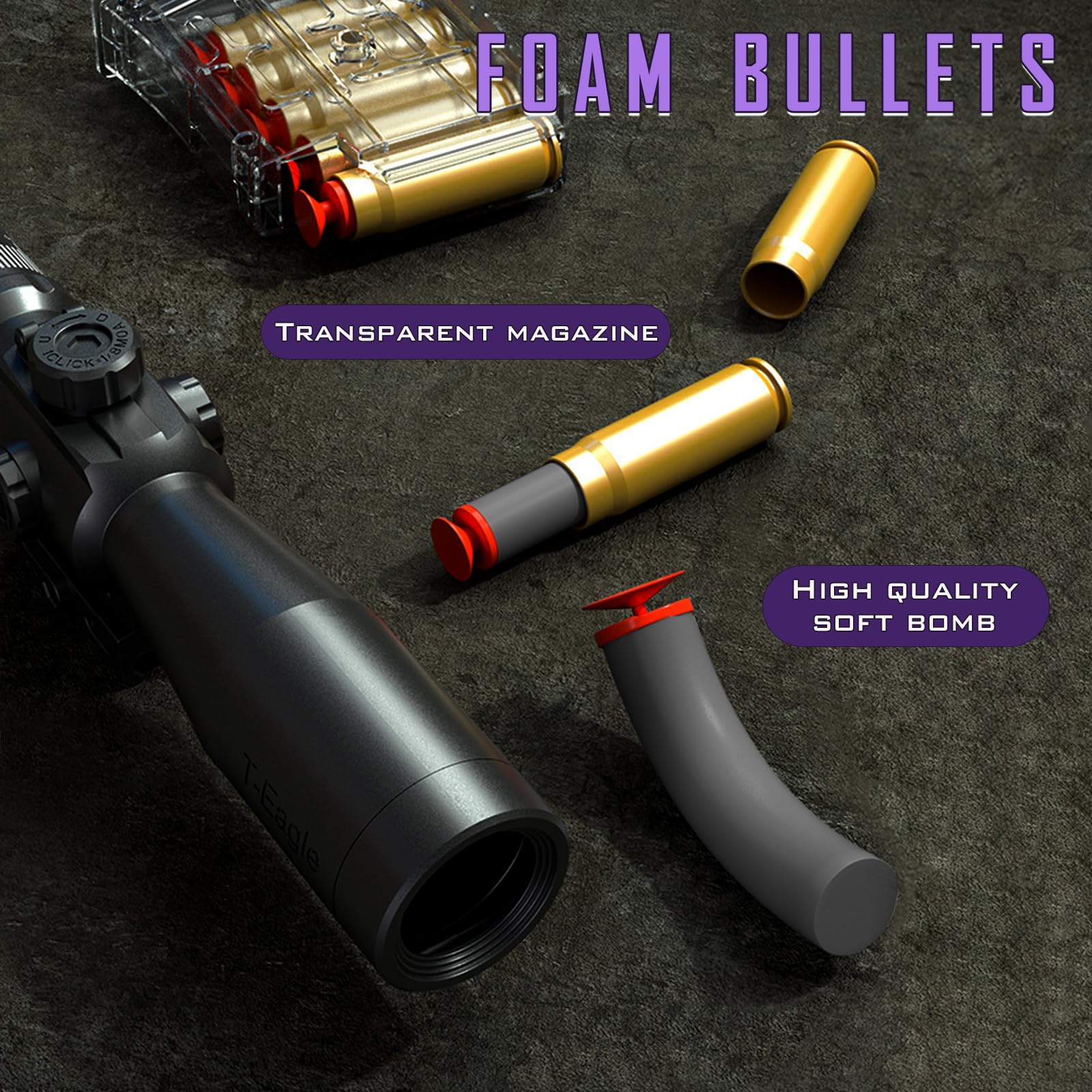 Pistolets Jouet, Pistolet avec éjection Balles Souples, Mousse Jouet Blaster, Pistolet a Bille Molle, Pistolet Jouets pour de Plus de Adulte, Fusil Sniper