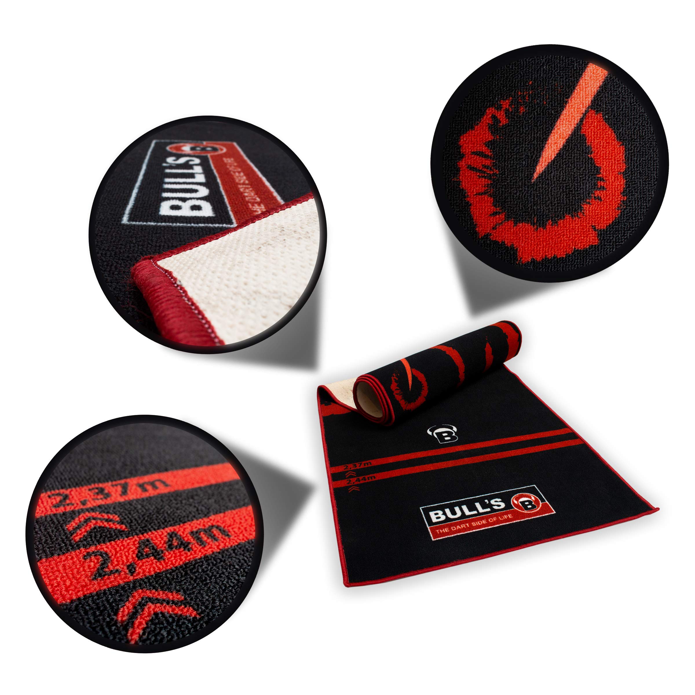Carpet Mat 180 rood, antislip premium darttapijt, milieuvriendelijke toernooidartmat van nylon en rubber met officiële afstand tot het dartbord, 237 cm x 80 cm, optimale bescherming voor darts en tips