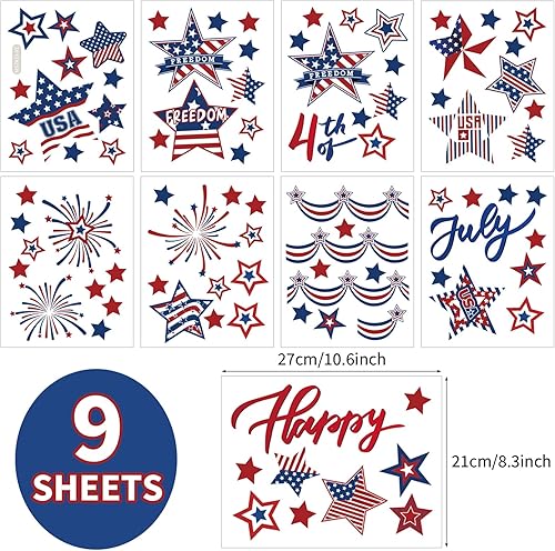 Miniatura 2 de Whaline Calcomanías de pared patrióticas para pared, calcomanías de vinilo para habitación pequeña, decoración del día de la independencia, hogar,