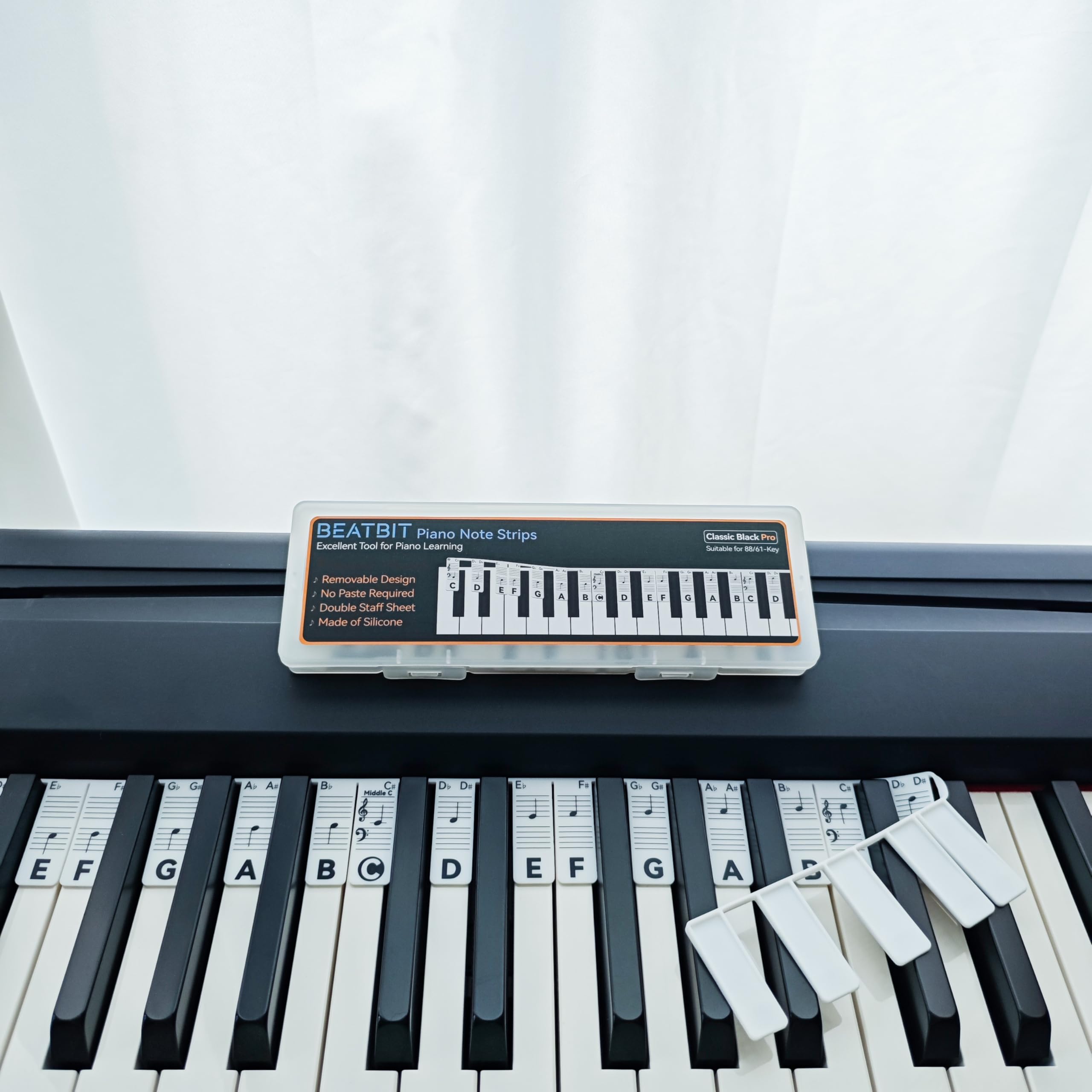BEATBIT Piano Note Guide for Beginners, Removable, Pro Series Black