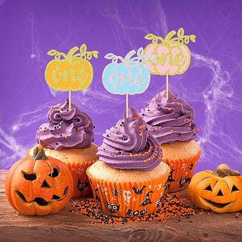 Miniatura 6 de Ercadio Paquete de 24 decoraciones de calabaza para cupcakes de otoño, calabaza, uno para cupcakes, decoración para el día de Acción de Gracias,