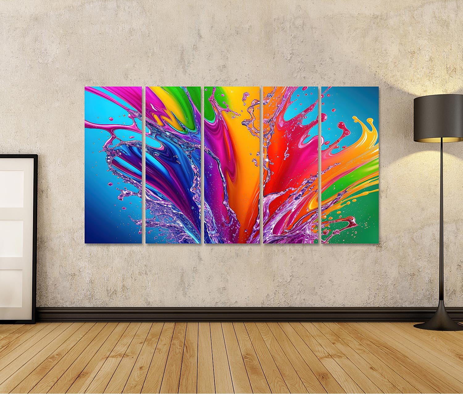 islandburner Cuadro sobre lienzo Colorido Salpicaduras de pintura Abstracto Imágenes Murales Póster