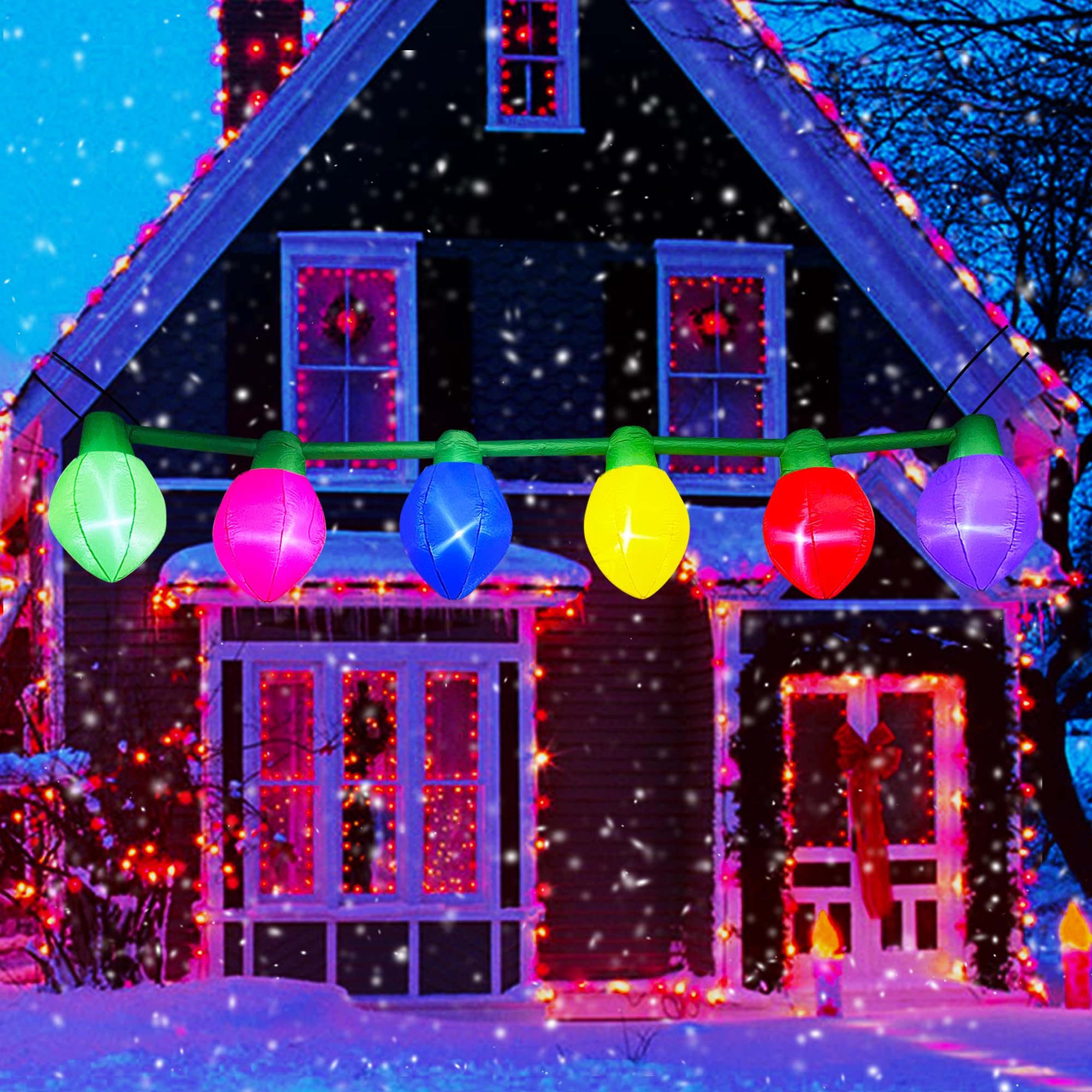 SEASONBLOW Palline gonfiabili natalizie da 4,5 m, decorazioni a LED illuminate per prato, cortile, giardino, casa, interni ed esterni, feste di vacanza