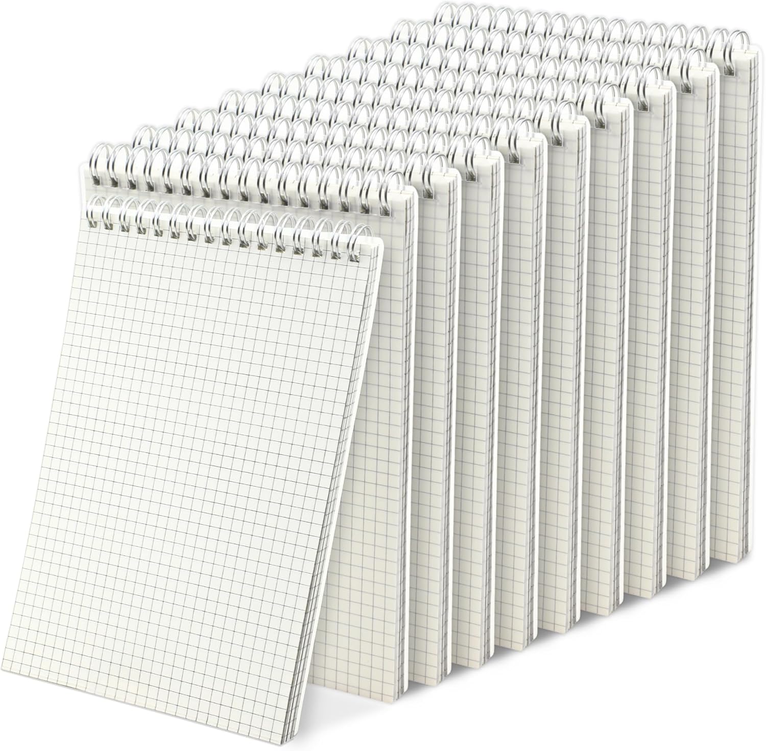 10 Pack Graph Spiral Notebook 5.5" x 8", Graph Grid Paper Notebook Journals, 80 Sheets/160 Pages with Clear Cover 80gsm Paper for Student Homework School Office, Double-Wire Binding (Graph) Graph inner pages
