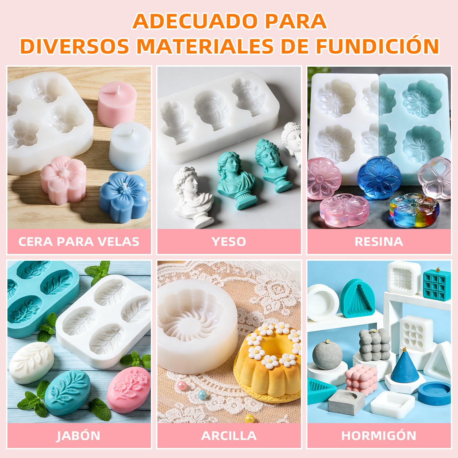 Silicona Líquida para Moldes 10A Shore, Caucho de Silicona de Platino Flexible 1:1, Kit de Fabricación de Moldes para Resina Epoxi, Cera, Yeso, Jabón, Manualidades y Bricolaje（Translúcido, 2.3 kg）