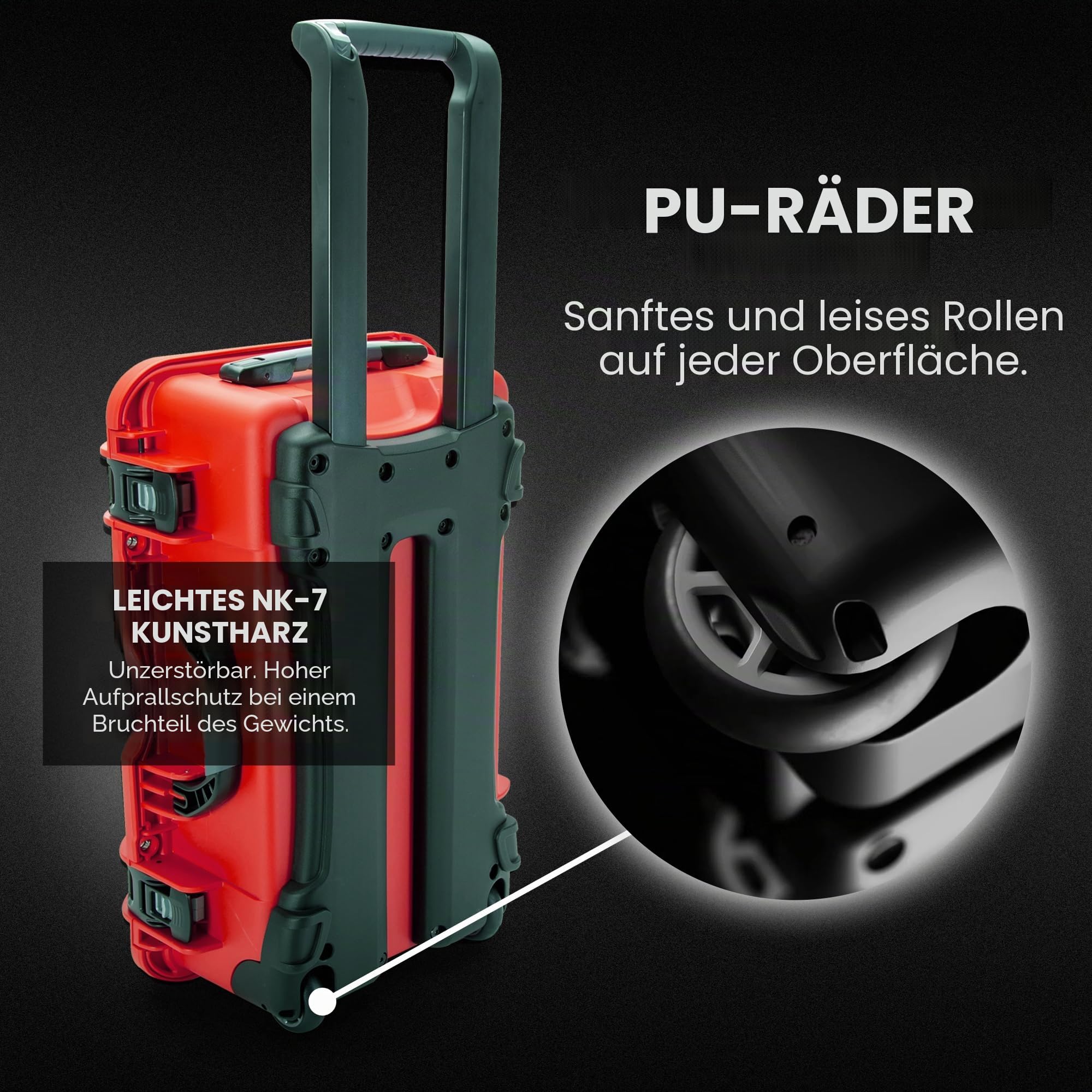 NANUK 935 Pro Photo Kit – Wasserdichter Hartschalenkoffer für Kameras, mit gepolsterten Trennwänden und Rollen, 56 x 36 x 23 cm – Staubdicht und stoßfest, Handgepäck (Rot)