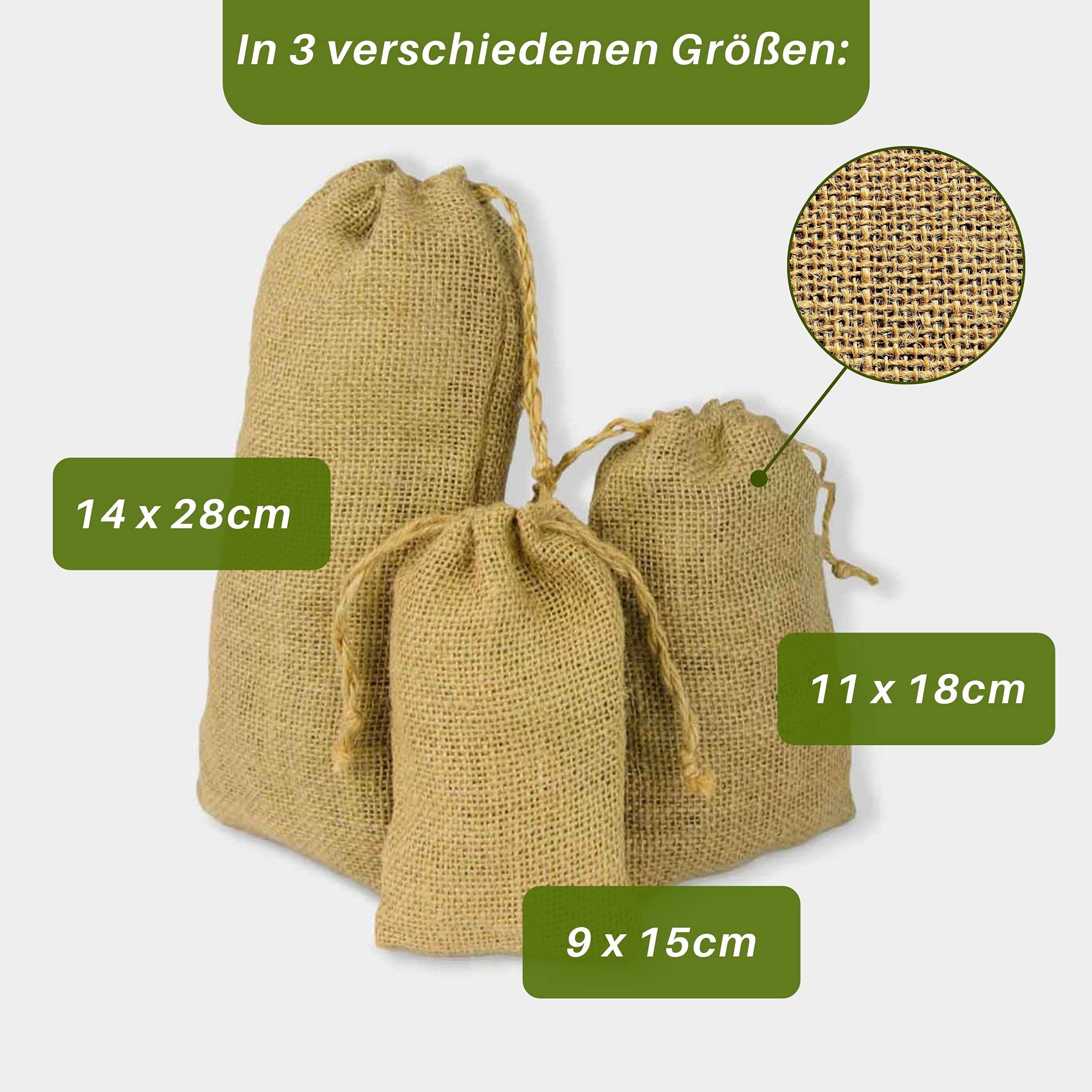 Blue Fox Lot de 24 sachets en toile de jute Couleur naturelle écru , 24 Stück, 11 cm x 18 cm