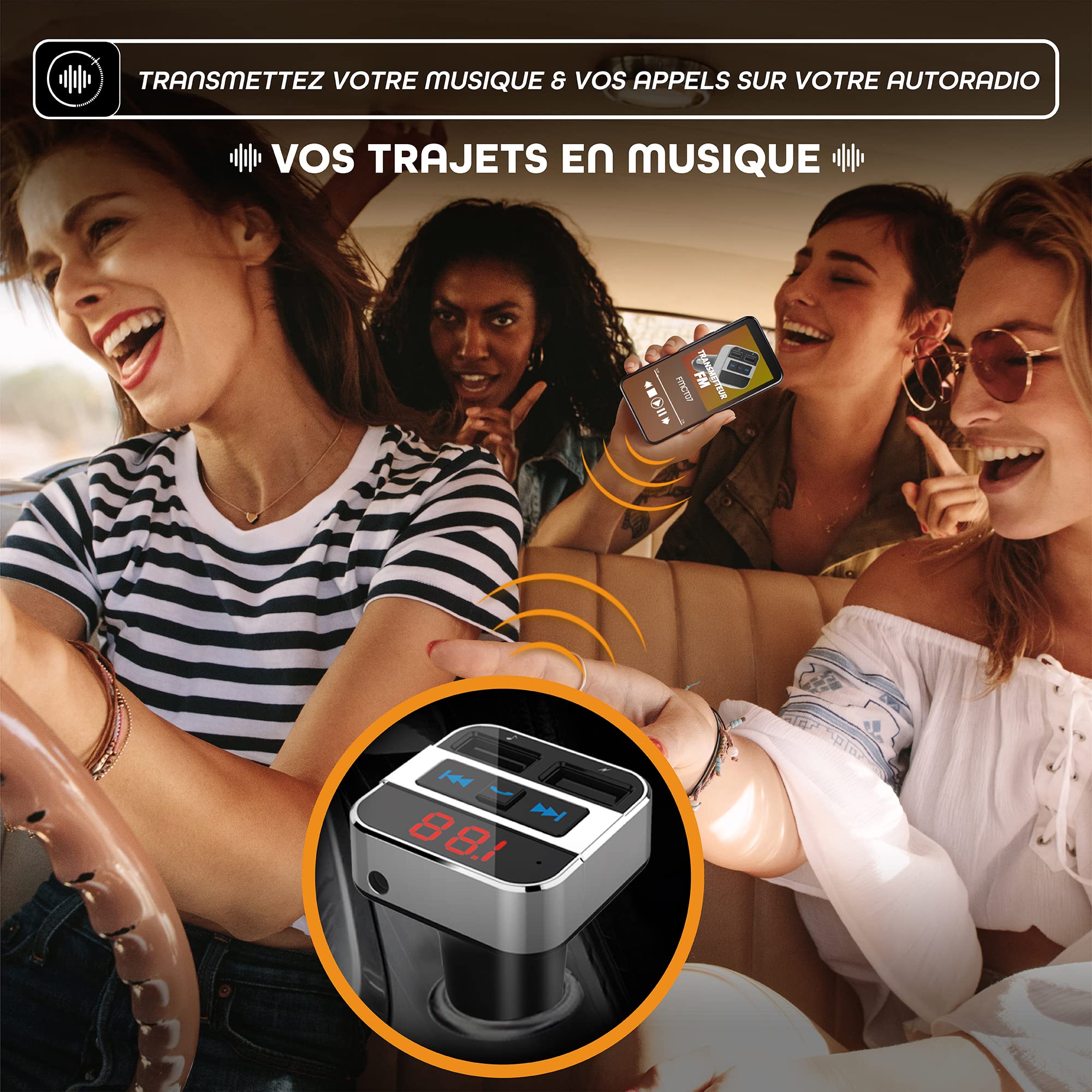 Transmetteur FM Bluetooth T'nB avec 2 x USB