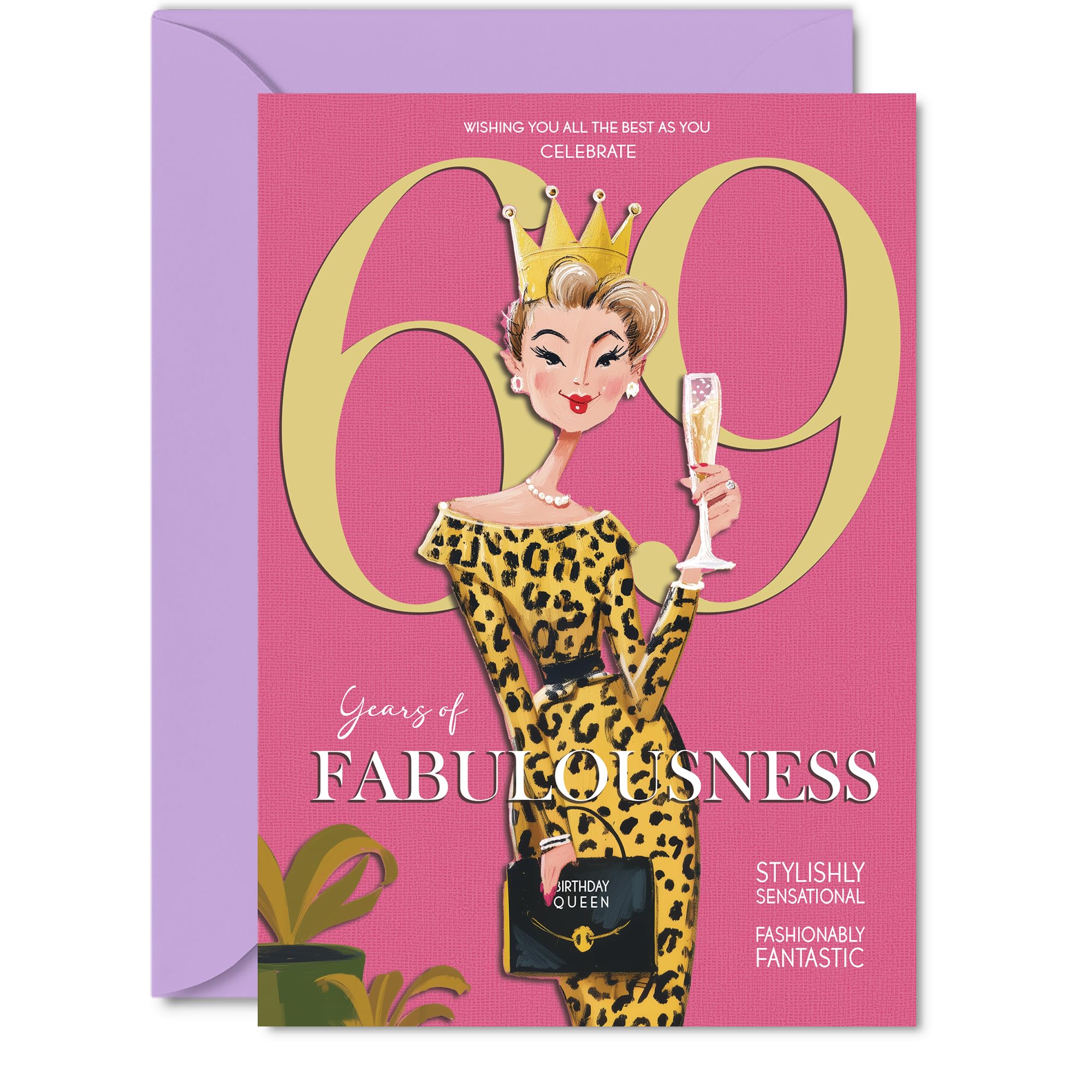 69th Birthday Cards for Women - Years Of Fabulousness - Happy Birthday Card for 69 Year Old Woman Sister Nanny Neighbour Nan, 5x7 Inch Bday Greeting Cards