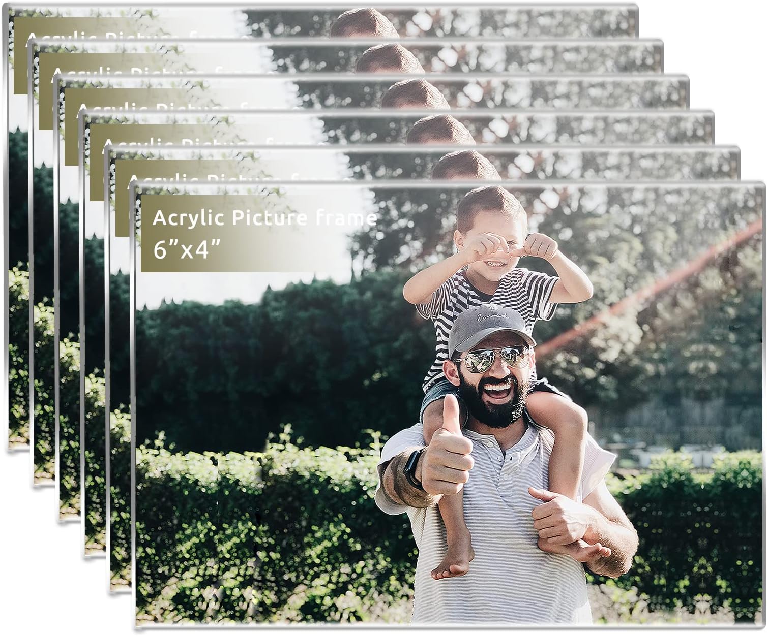 DZZ 6x4 Picture Frame Set of 6,Acrylic Picture Frames Wall Mounting Displays 6 by 4 Inch Picture,Clear Picture Photo Frames for Home,Office,Hotel- Horizontally (6 Pack)