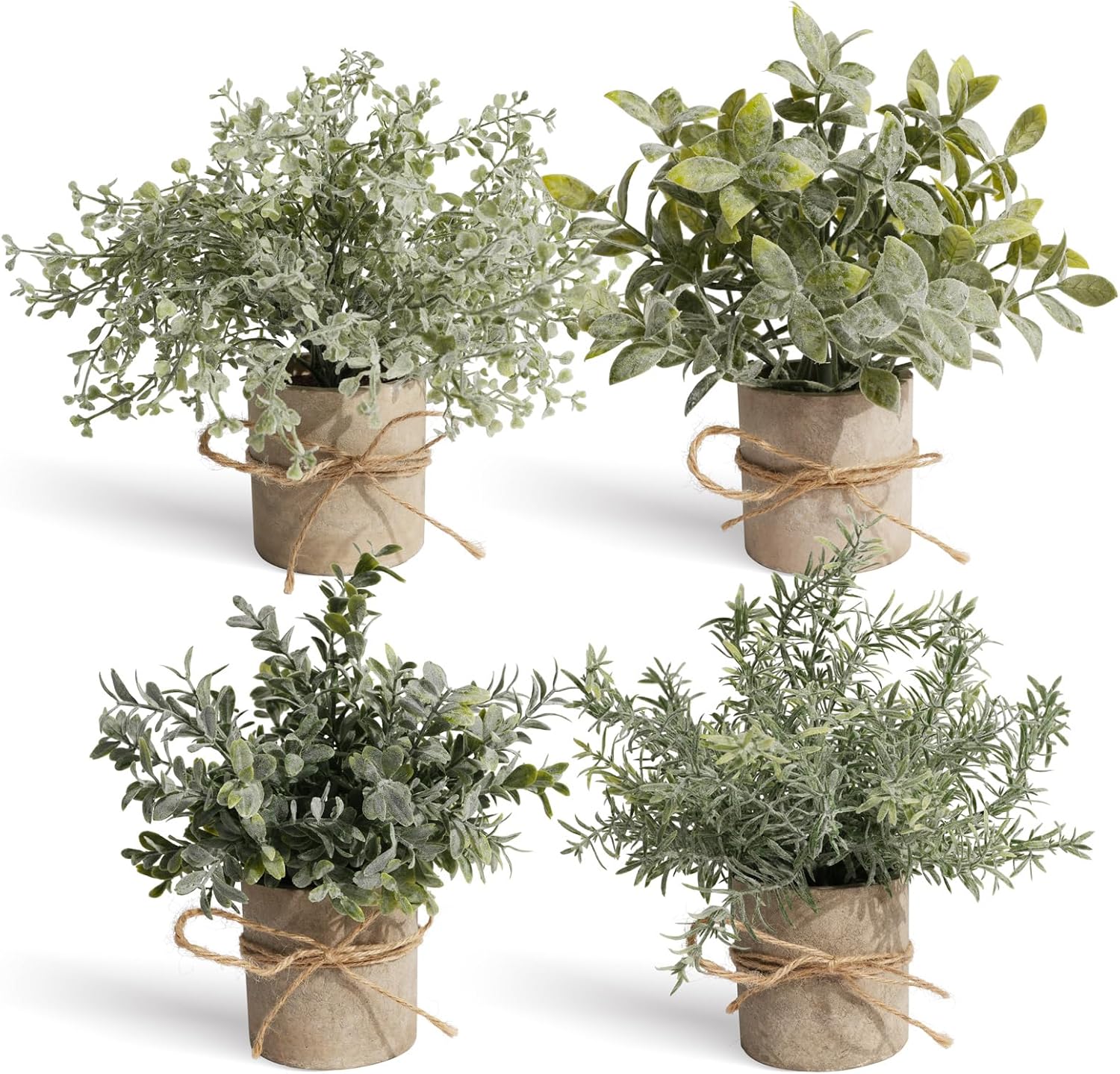 4Pcs Small Fake Plant for Home Decor, Artificial Plants Indoor for Shelf Decor, Small Artificial Plants in Pots for Kitchen Bathroom Laundry Farmhouse Room Decor