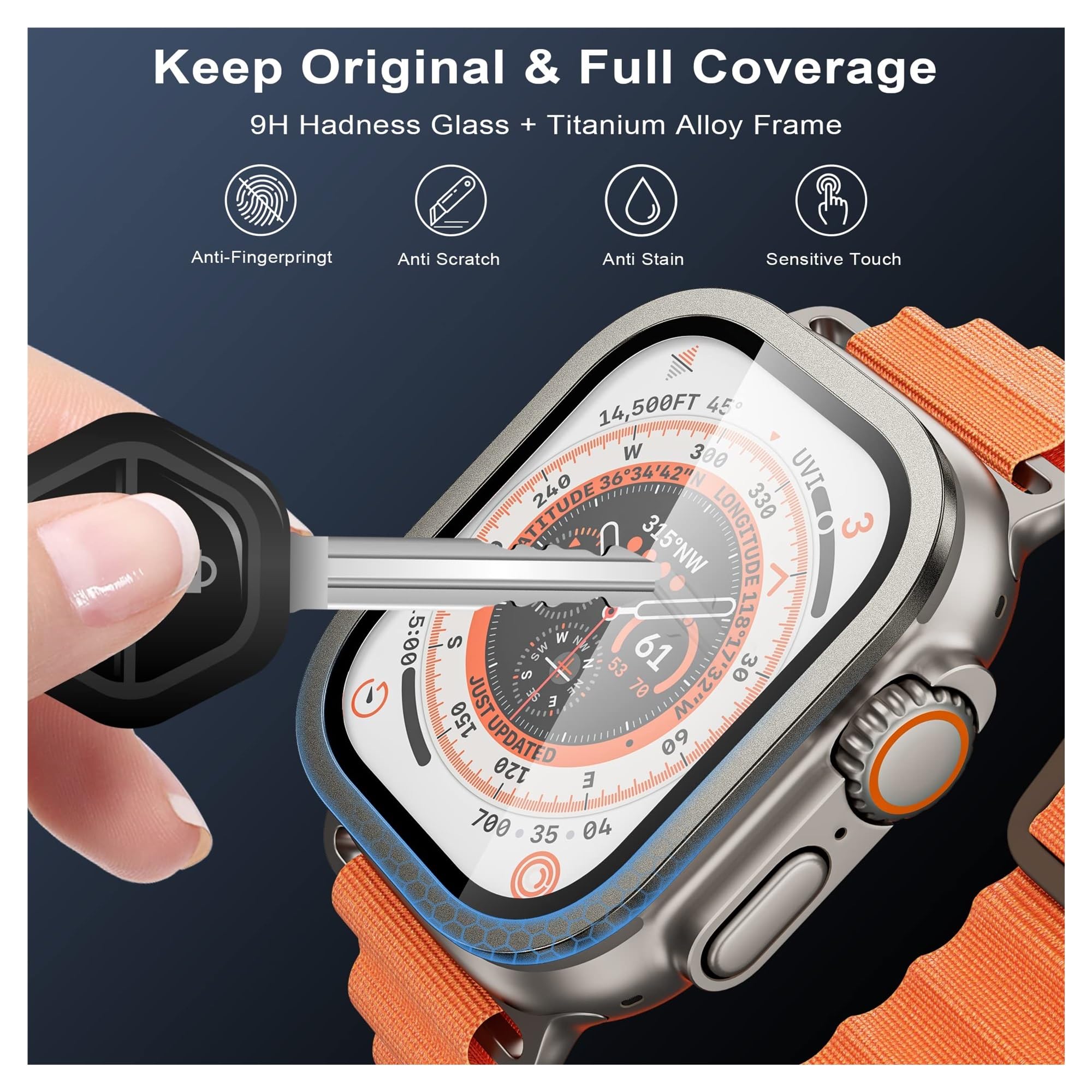 Pellicola protettiva in vetro temperato per Apple Watch Ultra 2 da 49 mm, antigraffio, HD, con paraurti in metallo, accessorio per iWatch Ultra da 49 mm