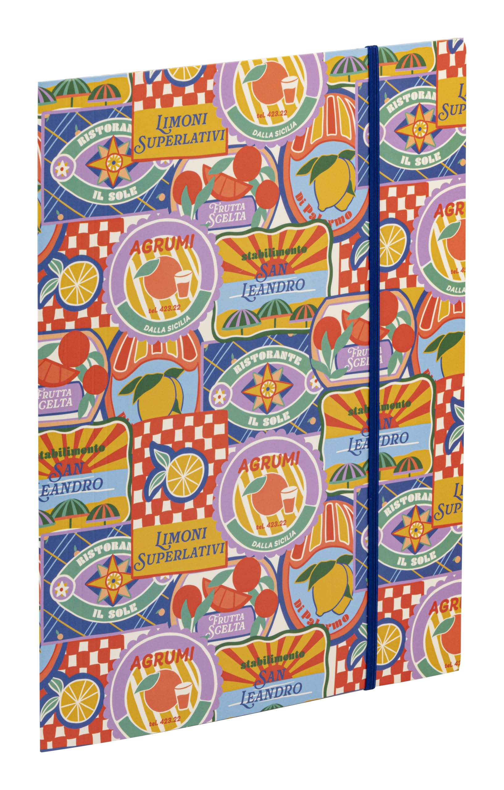 Clairefontaine - 116275C - Elastic Folder 22x31cm, 3 Flaps A4 Practical and Colourful - Citrus Colours - Ideal Office Filing and Organization - Dolce Amore