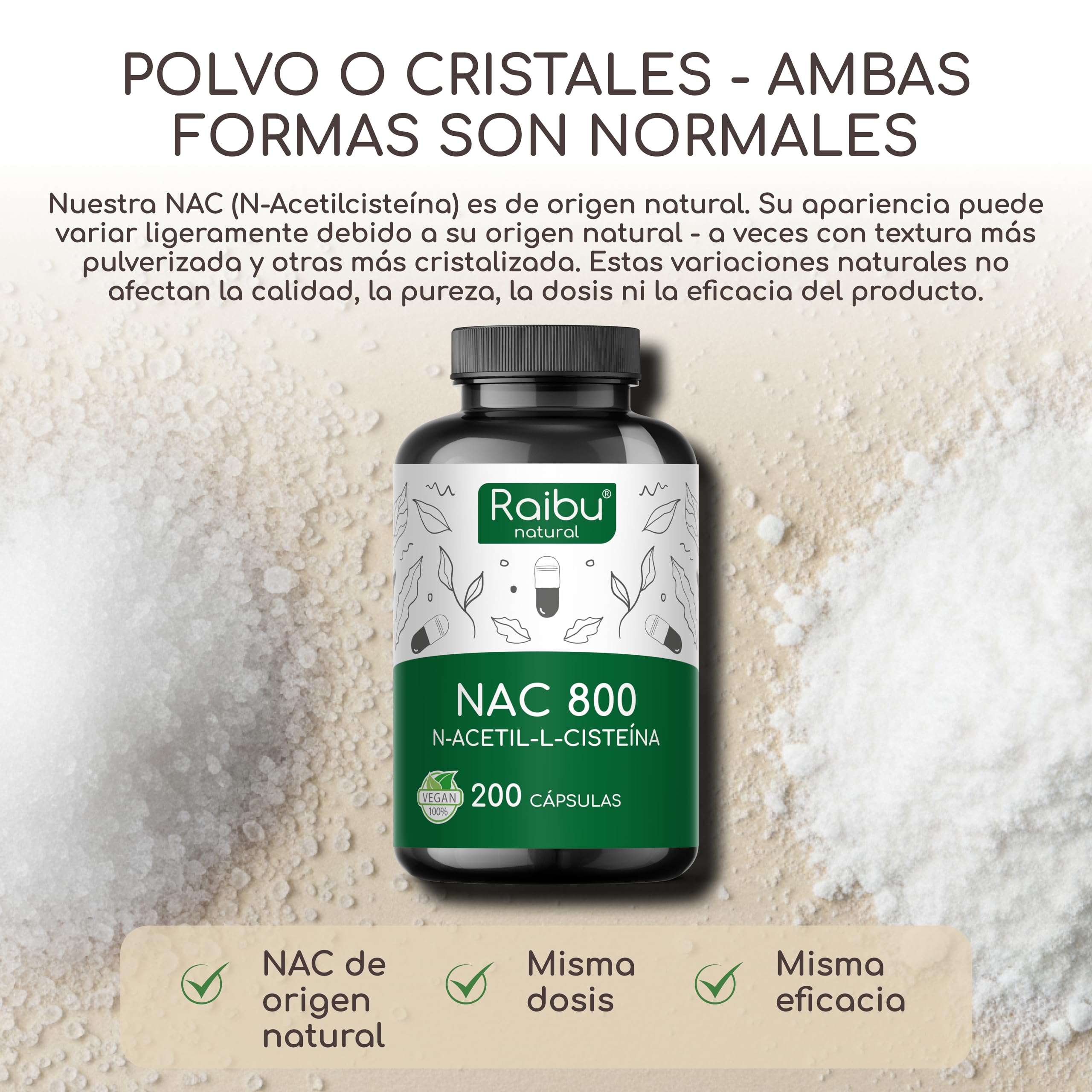 NAC N-Acetil-Cisteína 800 mg - 200 Cápsulas I Alta Biodisponibilidad para Más de 6 Meses I NAC N-Acetil-L-Cisteína de Calidad Natural, Sin Aditivos y Vegano