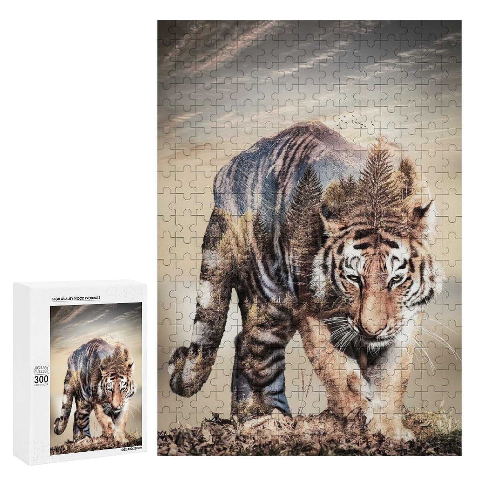 Jigsaw Puzzles 300 PCS for Adults Tiger Teenagers Puzzles Hands-on Game Precision Cutting Help The Brain Exercise 300 PCS