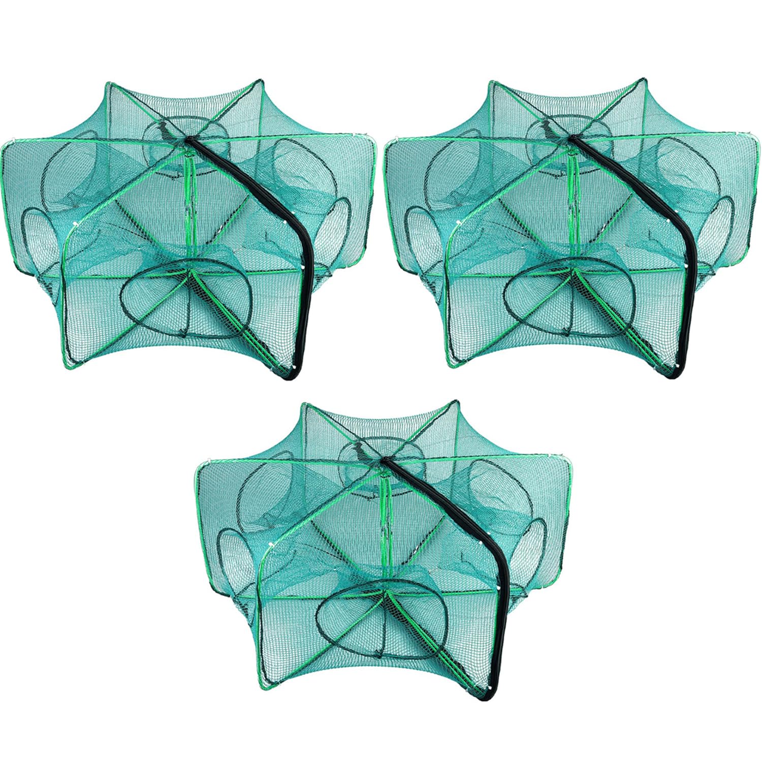 3 Pcs Piège à Appâts de Pêche Pliable, Nylon Pliable pour Appâts, Piège À Poisson, Piège À Écrevisses Appâts, Piège de Pêche Portable, pour Piège À Écrevisses Appâts, Poissons, Ménas, Crabes
