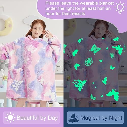 Miniatura 52 de Wearable Blanket Hoodie for Kids Oversized Sherpa Blanket Hoodie for Kids Boys Girls Teens 6-13YR,Navy Shark