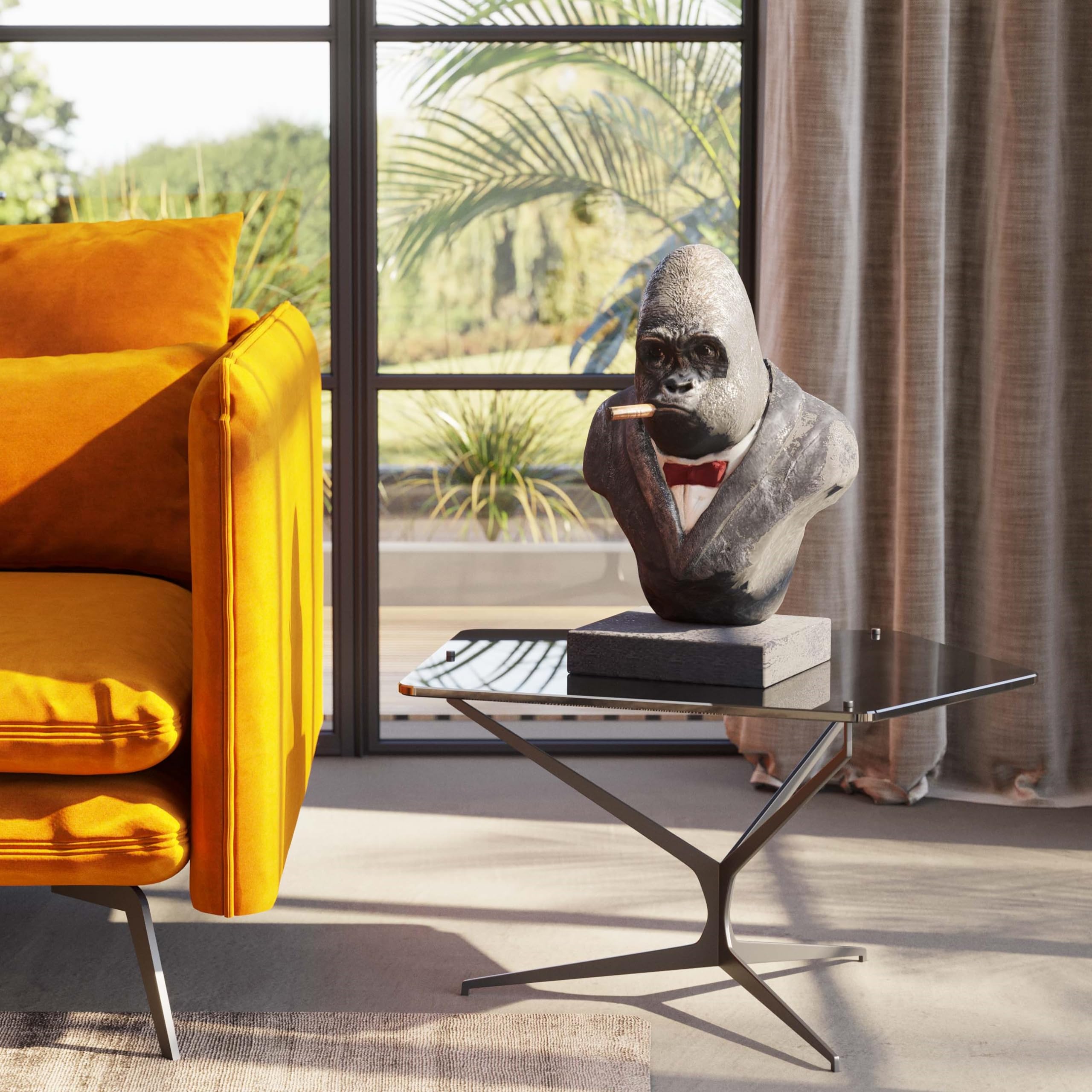 Statua Gorilla Con Sigaro KARE Design - Nero, Decorazione Divertente Per Casa O Ufficio - Foto 6