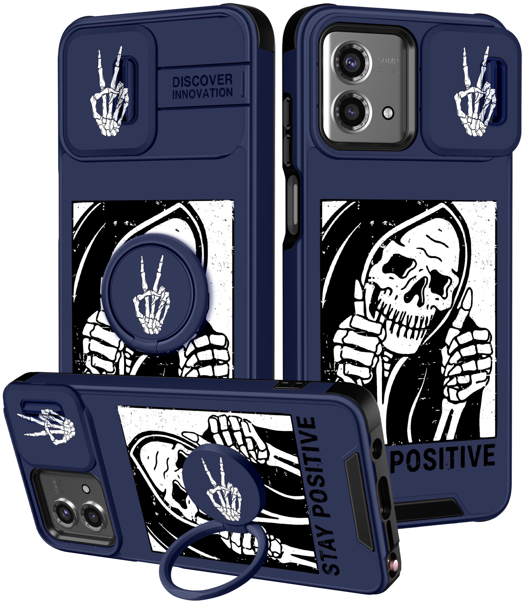 Funermei for Moto G Stylus 5G 2023 Case - Women Girls Cute Skeleton Skull Phone Cover Gothic Spooky Scary Pretty Fun Cool Design with Camera Cover and