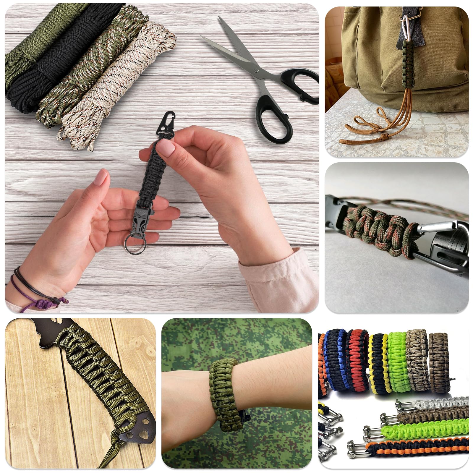 Paracord 550 Nylon 10m - 4 Pezzi Colorati Per Survival, Braccialetti E Campeggio - Foto 3