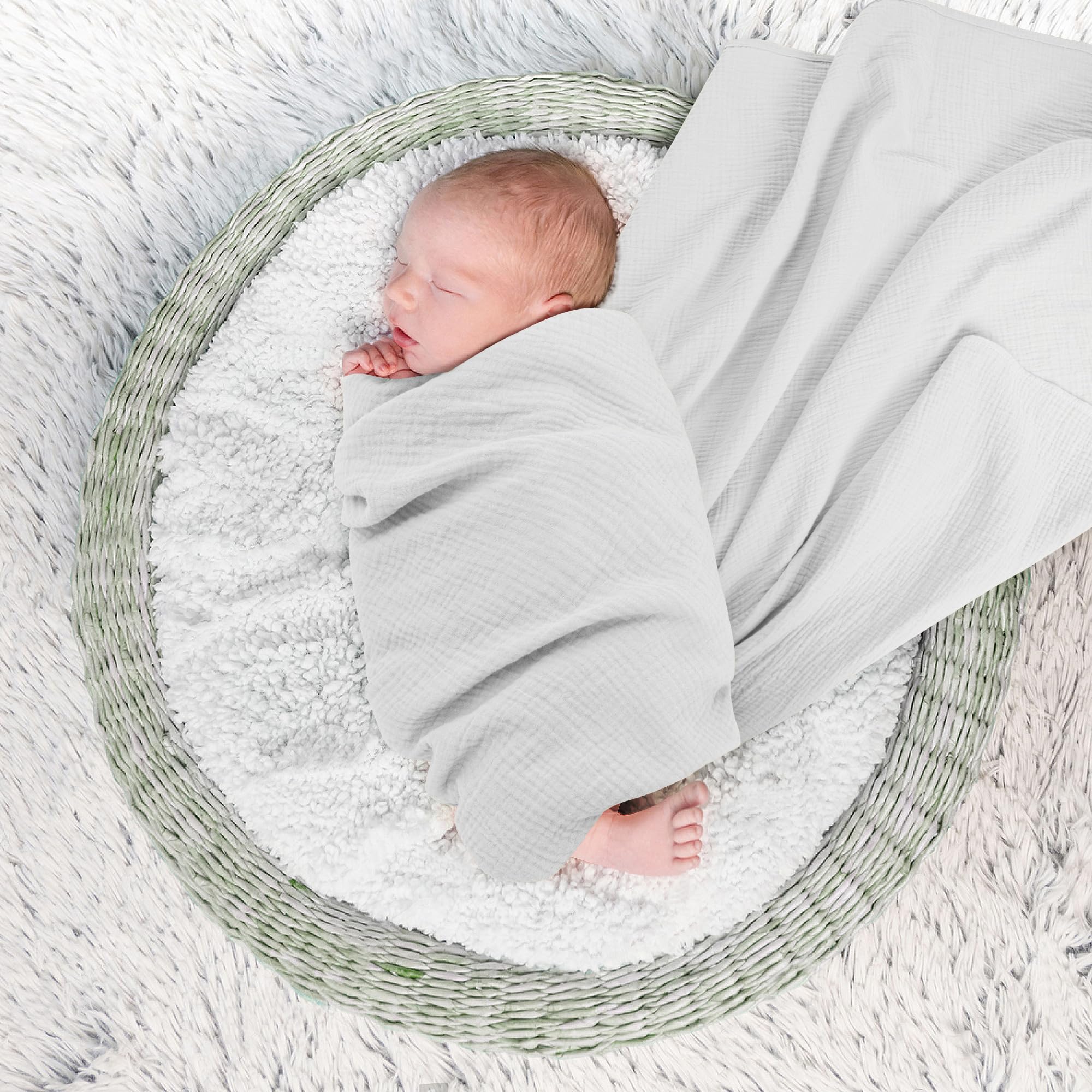 Susurration Muslin Cloths for Baby 100 x 96 cm Baby Swaddle for Boys and Girls Soft Baby Muslin Blanket - Image 3