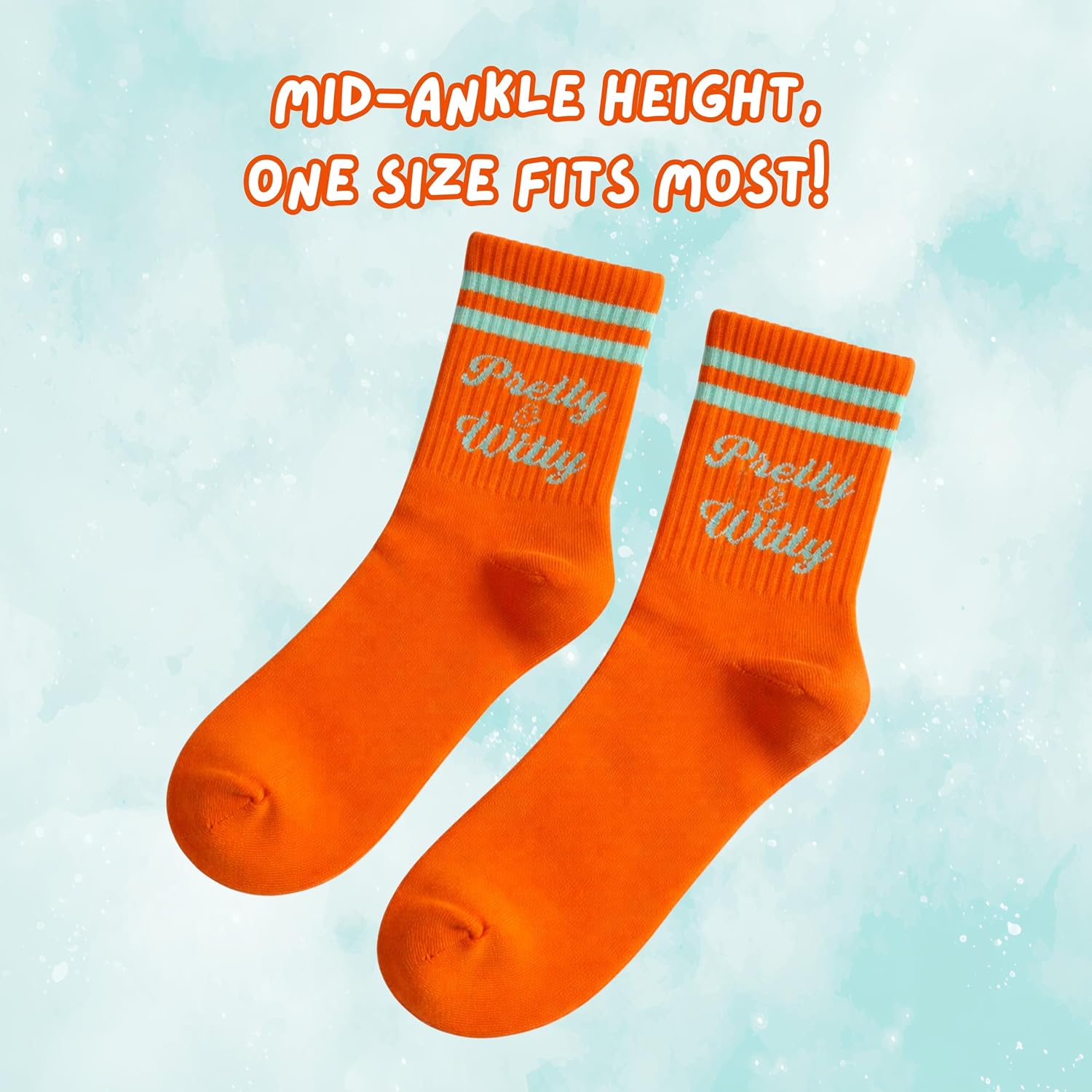 Showgirl Era Decorative Socks, Teal and Orange, Mid Ankle, Fun Music Lover Design, One Size Fits Most, Gift for her image 3