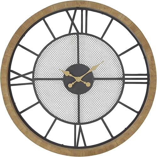 Deco 79 Reloj de pared redondo de madera vintage, 40 x 4 x 40 pulgadas, marrón