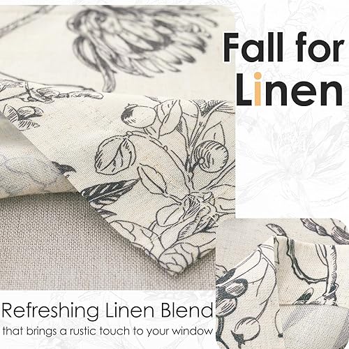 Miniatura 3 de Jinchan - Cenefa de Lino con Estampado Floral para Ventanas, Cenefa Oscurecedora de Doble Capa, Cortina de 18 Pulgadas de Largo para Sala de Estar,