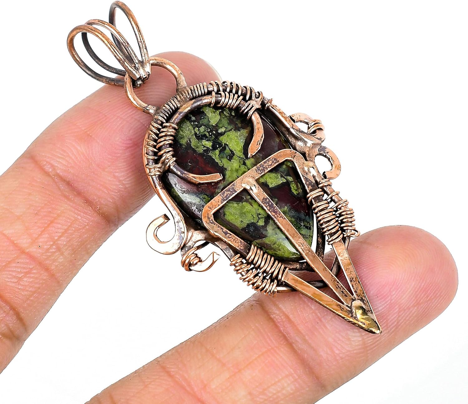 Tanay Gems and Jewels Dragon Bloodstone Pendant Copper Wire Wrapped Designer Jewelry for Women, Handmade Gift Pendant, Unique Bloodstone Gemstone Necklace for Her
