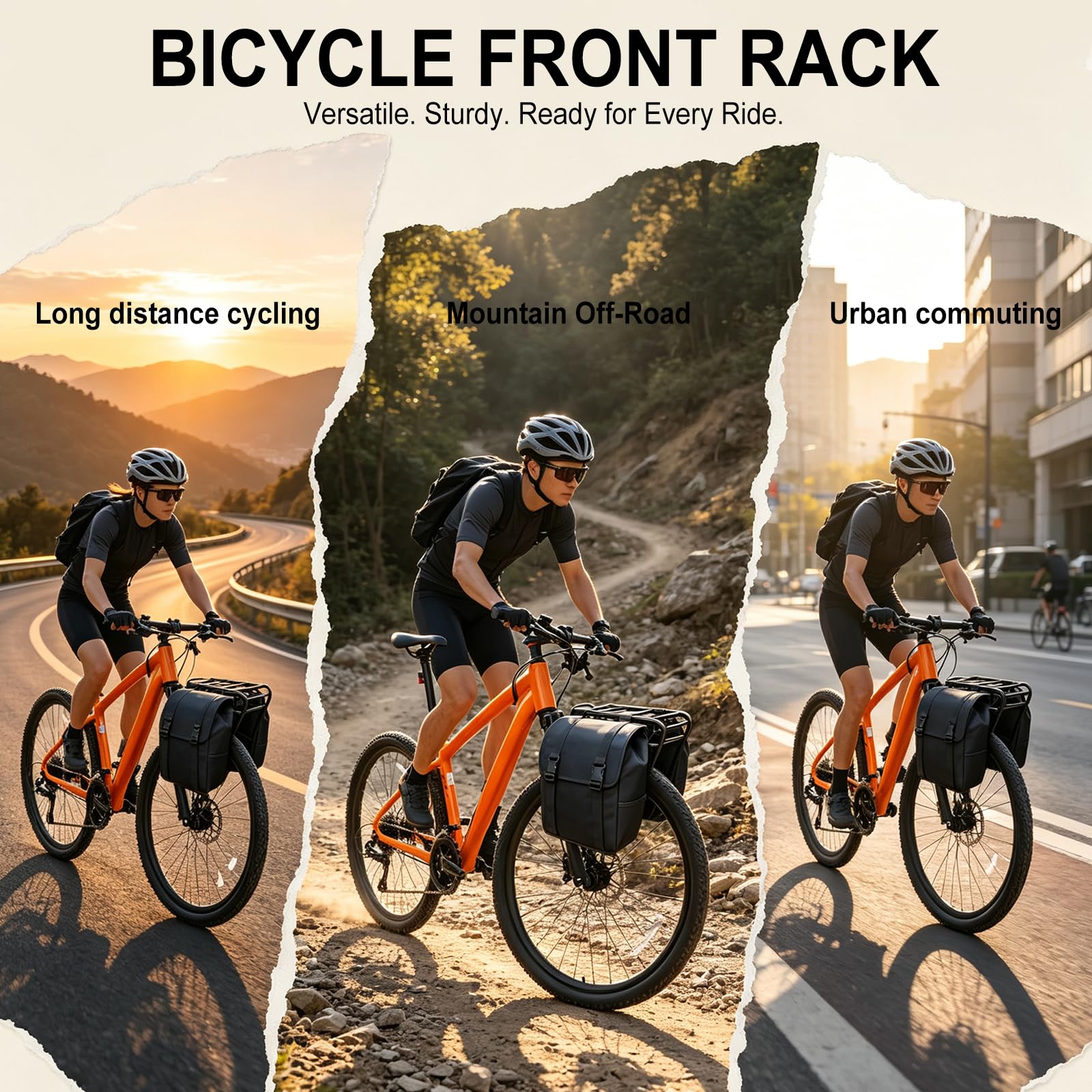 Porte-bagages de vélo avant et arrière – Porte-bagages en acier stable pour VTT, vélo de gravier et trekking – Charge maximale de 25 kg – Universel pour la vie quotidienne, les trajets et les
