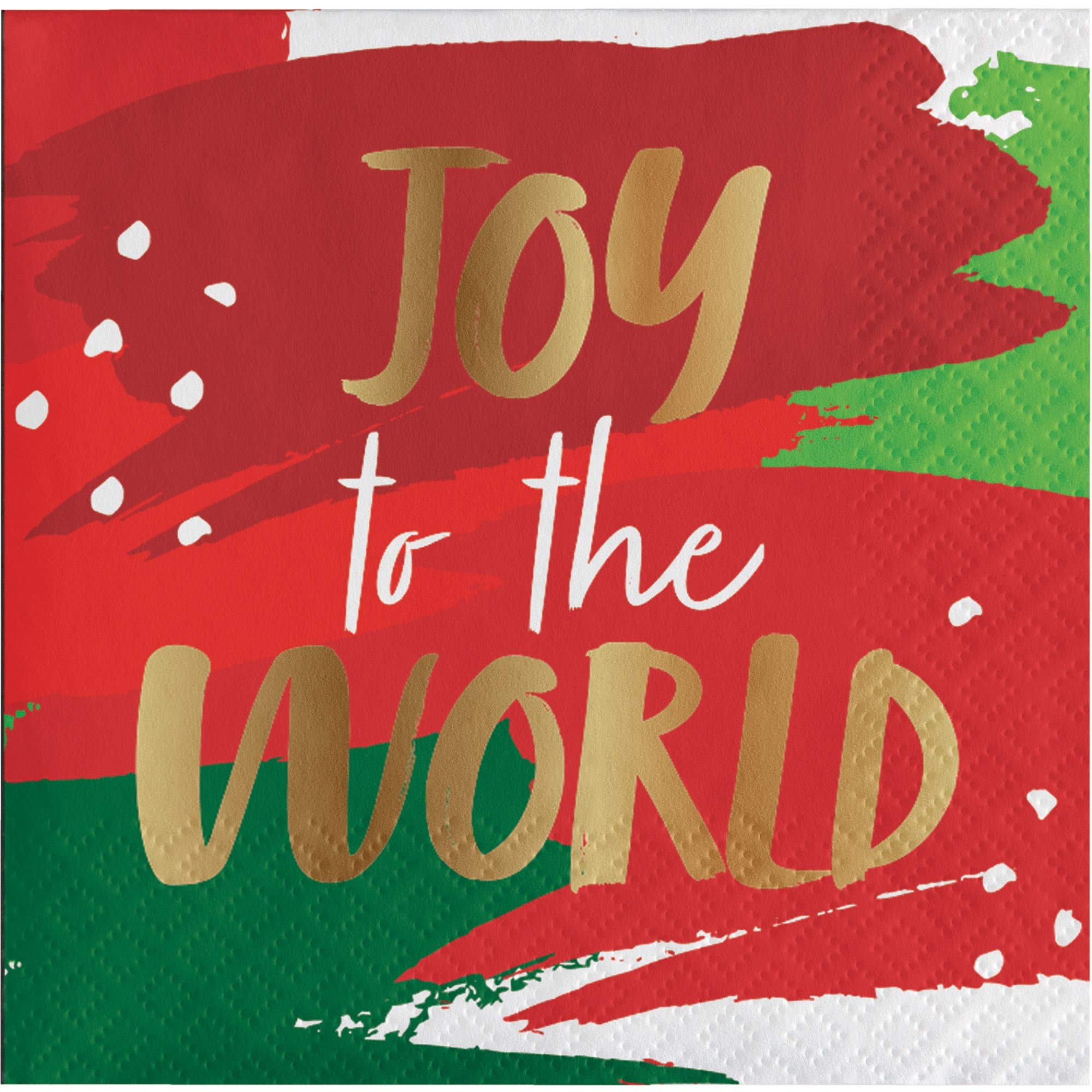 Creative Converting Christmas Party Joy Napkins 16 Pieces, Golden