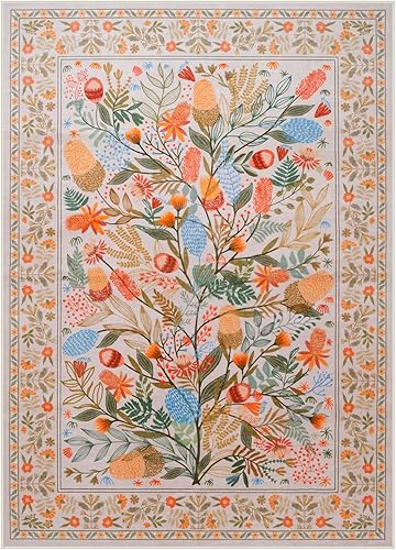 Miniatura 9 de Anidaroel Alfombras botánicas coloridas de 5 x 7 pies, lavables a máquina, para sala de estar, antideslizante, alfombra suave para dormitorio,