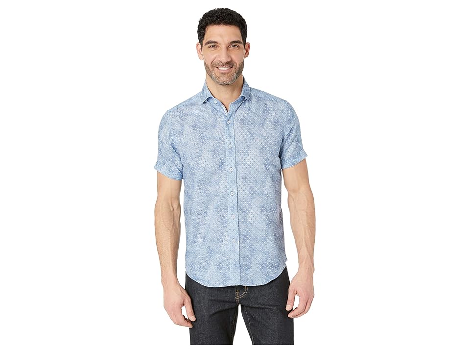 

Robert Graham Boyer Short Sleeve Woven Shirt (Blue) Men's Clothing
