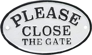 Please Close The Gate Cast Iron Plaque Sign Black & White