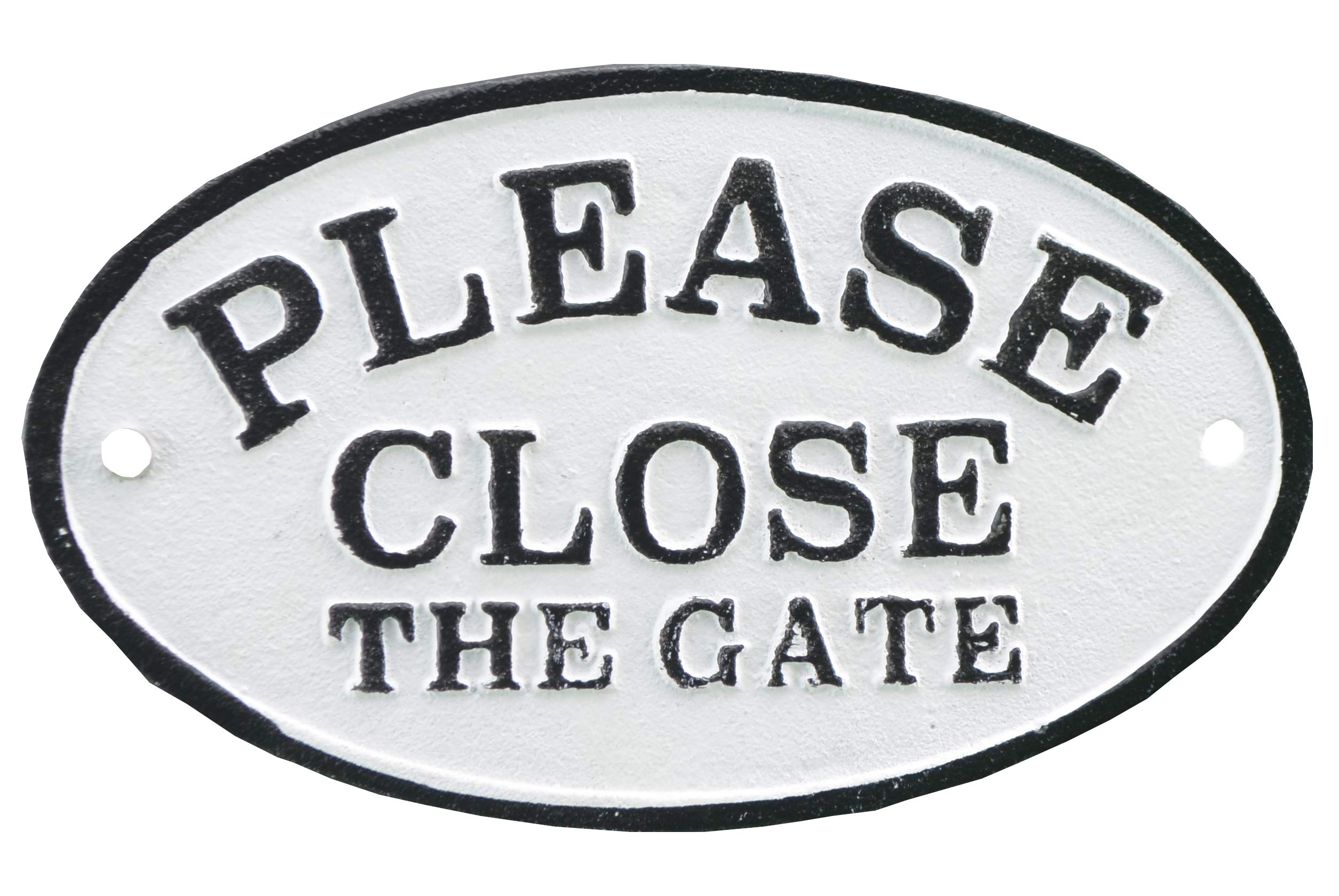 Please Close The Gate Cast Iron Plaque Sign Black & White
