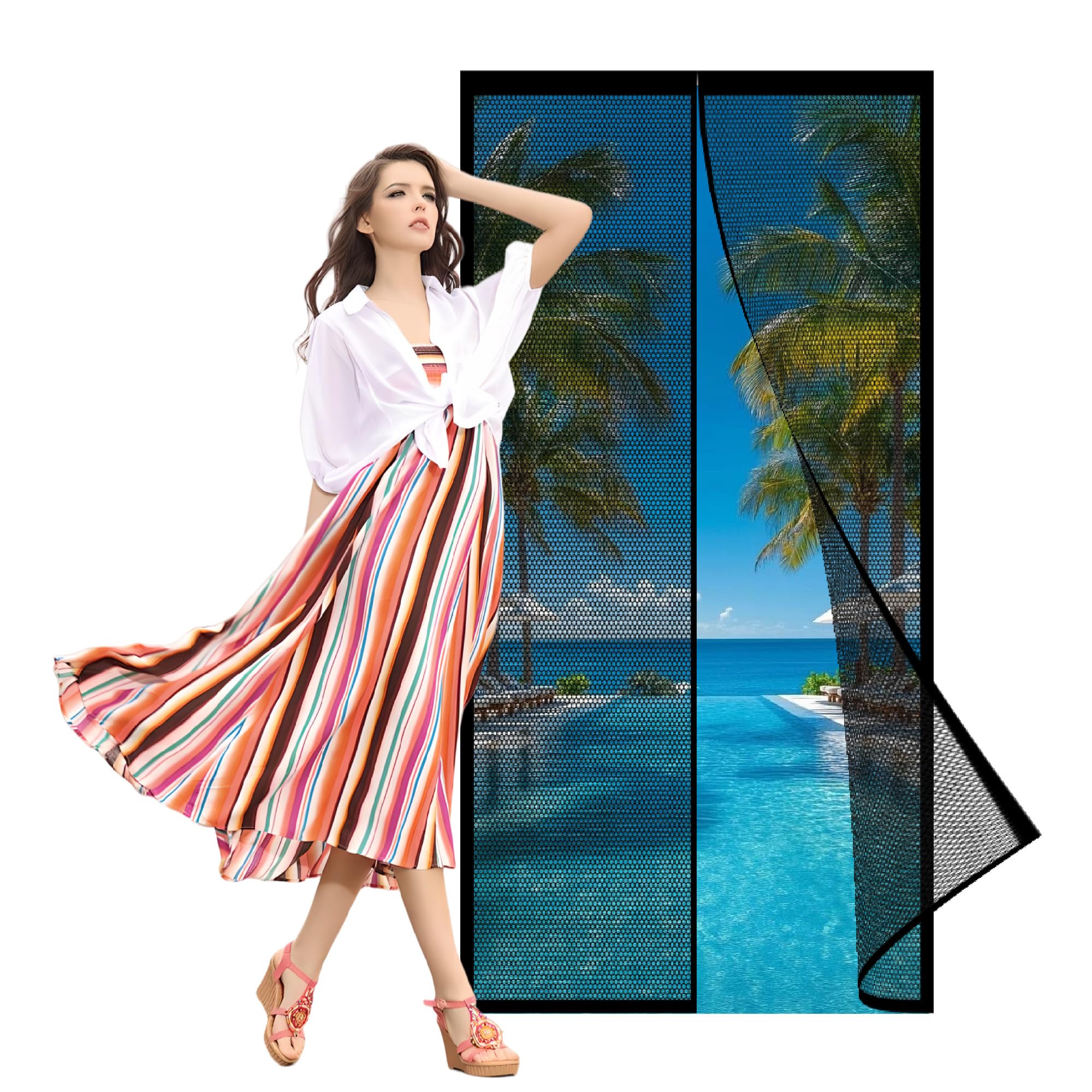 Moustiquaire porte fenêtre magnétique pour balcon et terrasses en été 118x299