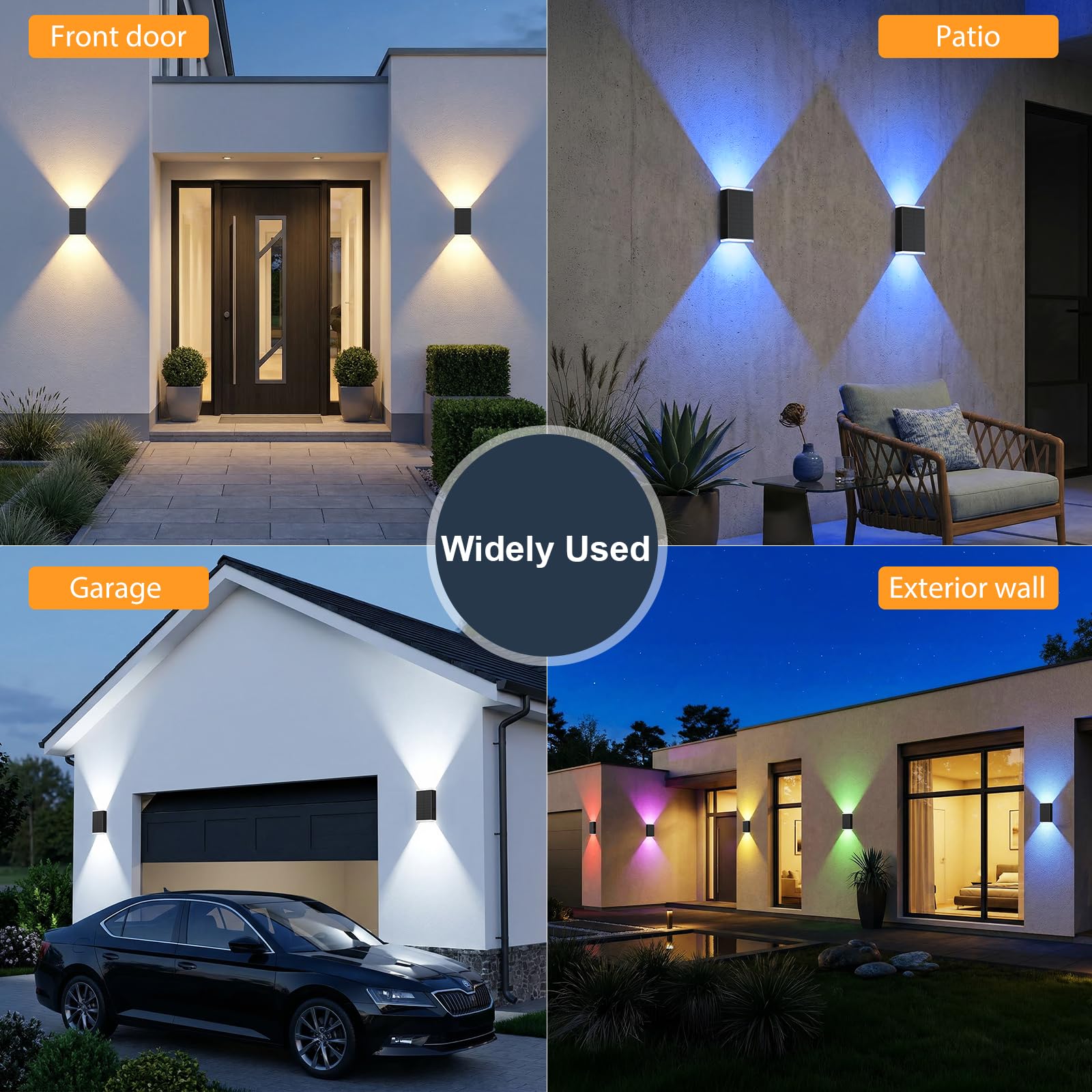 GBEAST Solar Wandleuchte Aussen, Solar Wandleuchte Aussen Up and Down Leuchten Solarleuchte, 3000/4000/6000K&RGB 4 Modi, IP67 Dekoration für Häuser, Garagen, Veranden, Hauseingänge (2, Schwarz)