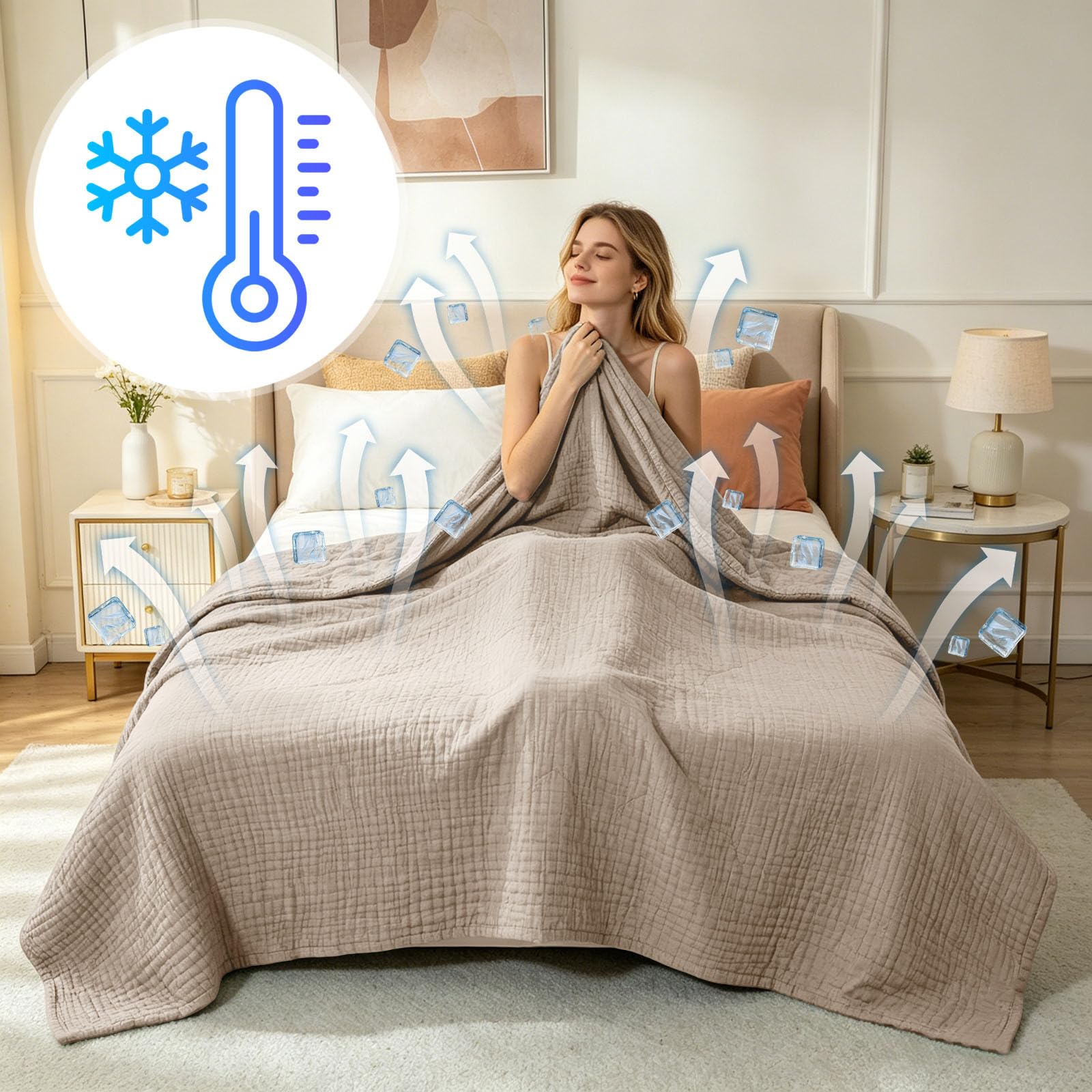 Generico Coperta di raffreddamento per l'estate, con tecnologia, perfetta per sudorazione notturna e per chi dorme caldo