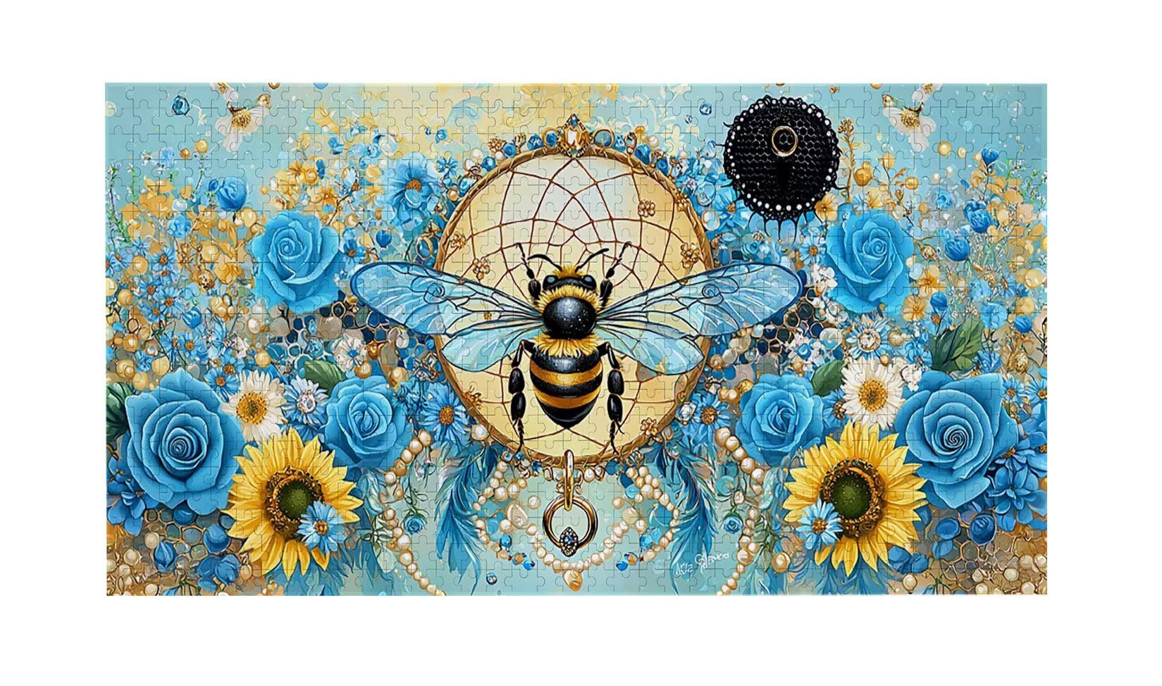 Puzzle 1692 Puzzle Erwachsene, EIN Herausforderndes Rätsel, Puzzles-Geschenk 179x31cm, Puzzlespiele für Die Ganze Familie, Geschenke für Frauen, Geschenke für Männer, Thema: Bienenblumen j-717