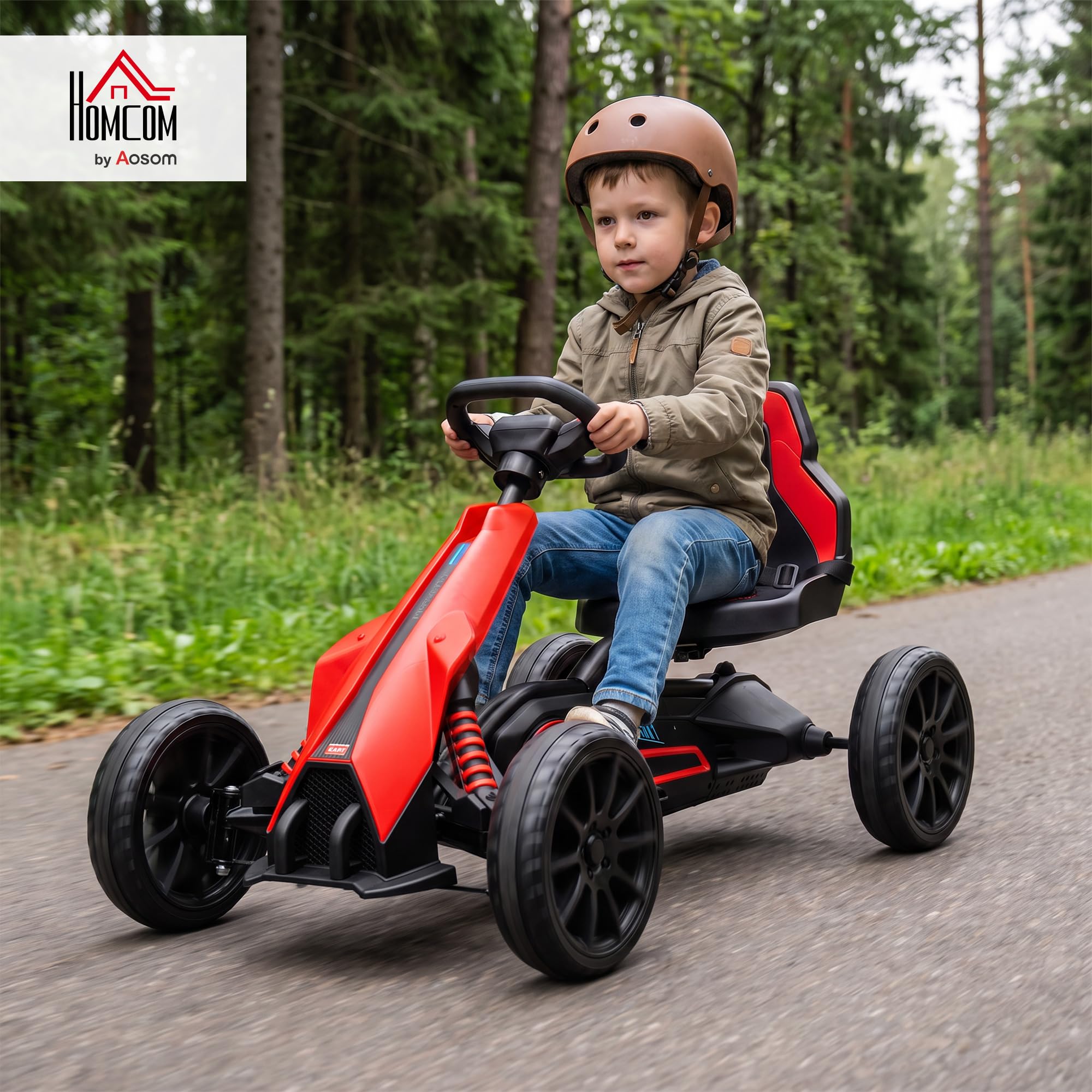 HOMCOM Elektryczny gokart dla dzieci 12V 3-5 km/h dla 3-8 lat Czerwony