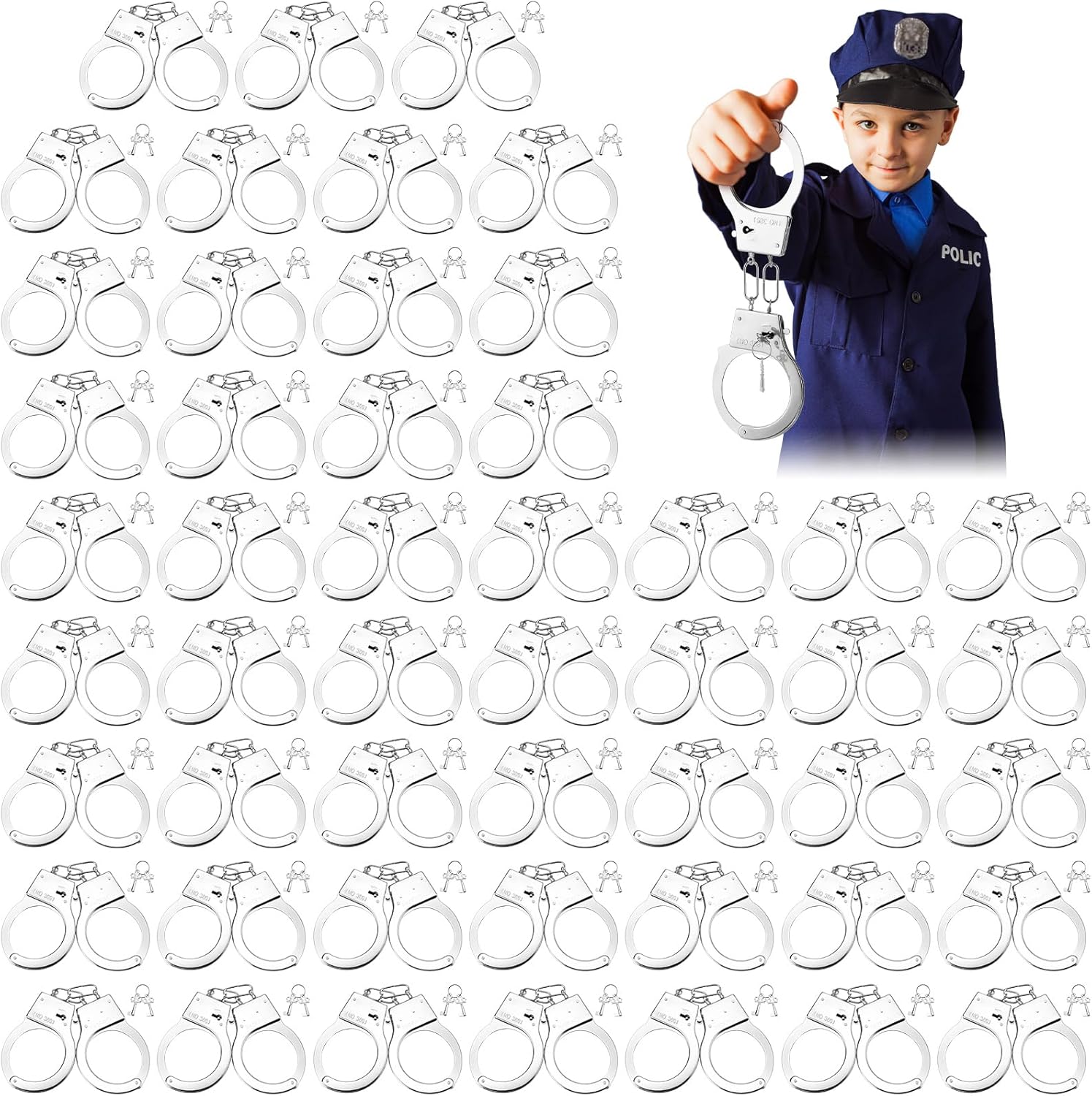 Leitee 50 Pairs Toy Handcuffs Metal Handcuffs with Keys 9