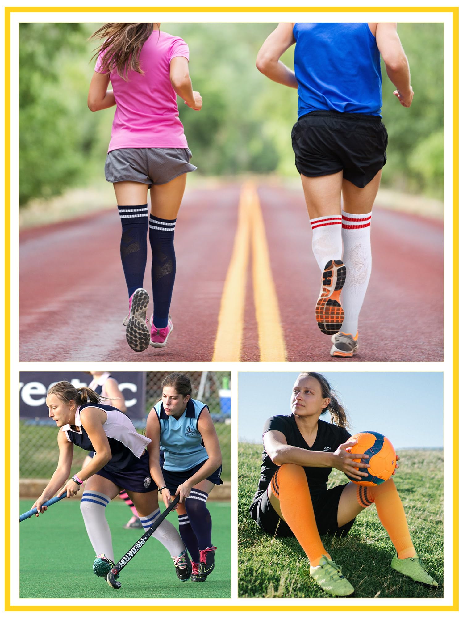Sintuff 18 Pairs Soccer Socks Colorful Knee High Tube Socks Stretchy Football Baseball Stripes for Men Women Teens Team