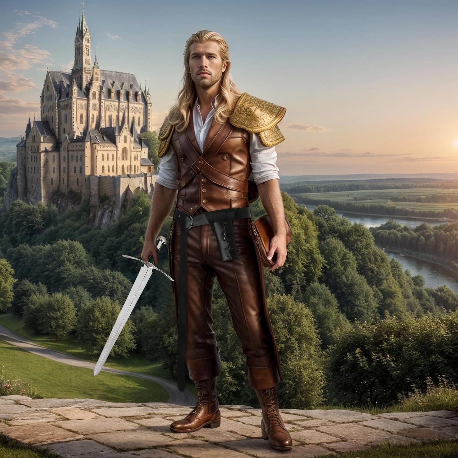 Medieval Renaissance Belt Viking Pirate Belt With Sword Frog for Halloween Medieval Knight Viking Warrior Cosplay - Image 6