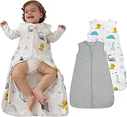 Saco de dormir para bebê, cobertor 100% algodão, zíper bidirecional 0,5 TOG, saco de dormir confortável e leve para crianças